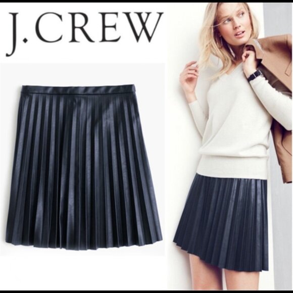 J. Crew Navy Pleated Pleather Skirt (2P) - Picture 11 of 11